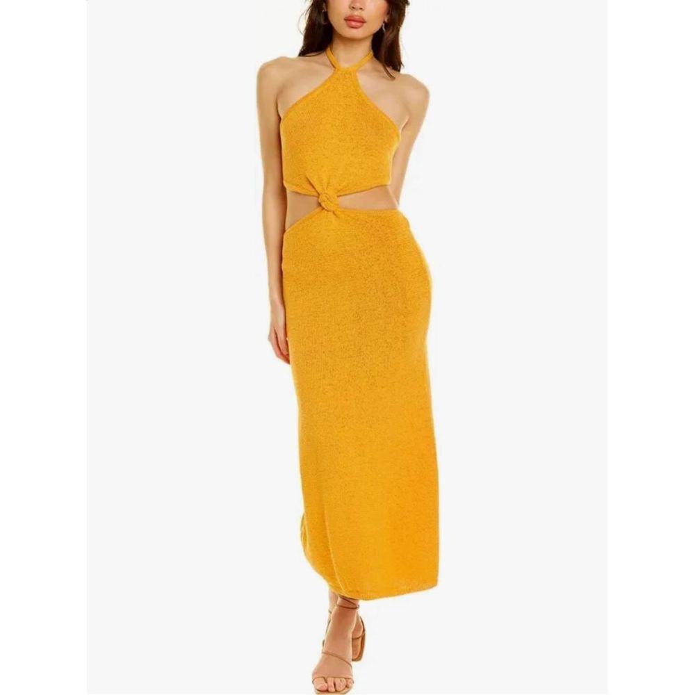 Cult Gaya Cameron Cutout Halter Knit Dress Marigold Size L